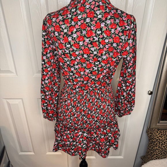 Womens Outrageous Fortune SZ 0 Floral long sleeve Dress-red, black, white - Picture 5 of 10